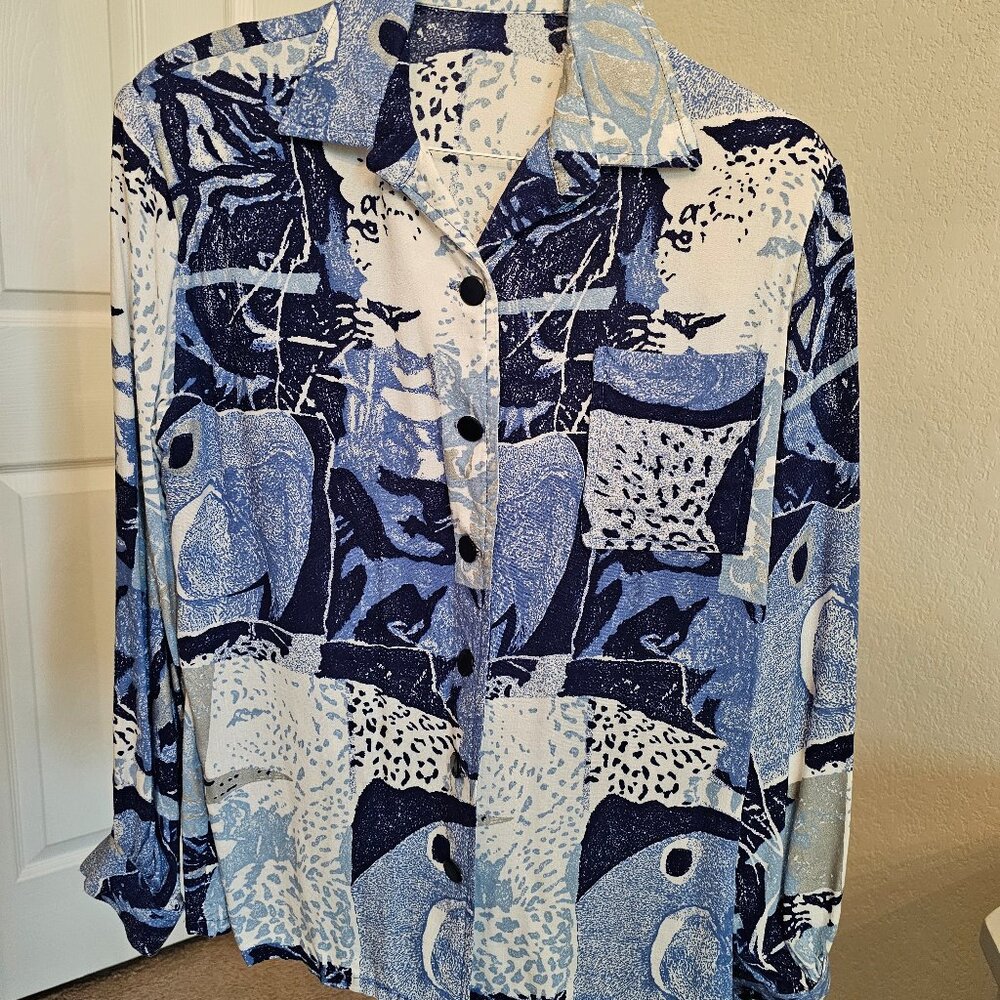 Vintage Blue and White Blouse